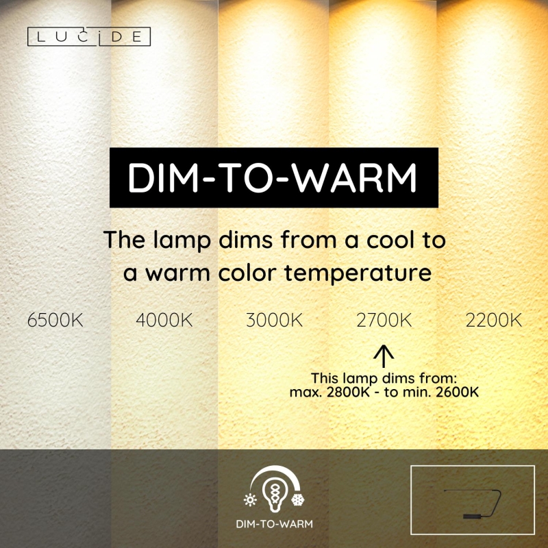 Lucide MADISON - Stolná lampa - LED Dim. - 1x6,5W 2600K/2800K - Čierna